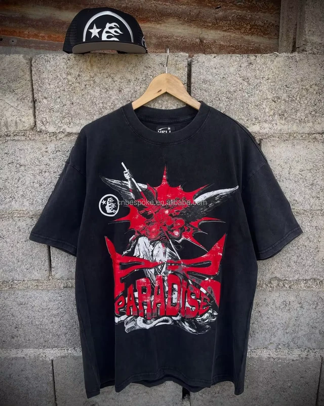 CHINEE-000100-Cotton-Oversized-T-Shirt-280gsm-Heavy-Weight-Breathable-Vintage-Washed-Logo-Graphic-Print-Loose-Fit-High-Street-Pattern
