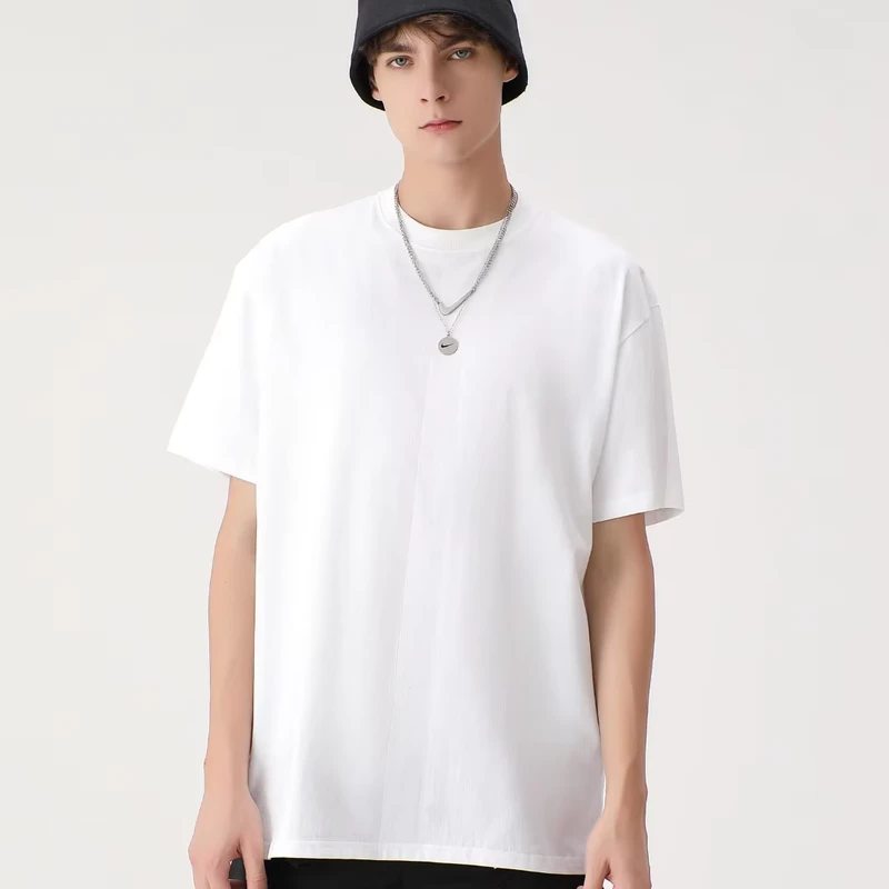 CHINEE-100-Cotton-220G-Crew-Neck-T-Shirt-for-Men-Customizable-Blank-Casual-Black-White-T-shirt-Men