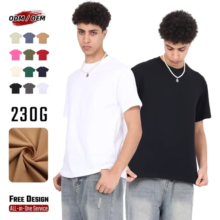 CHINEE-100-Cotton-230g-Heavyweight-Solid-Color-Crew-Neck-Short-Sleeve-Drop-Shoulder-Blank-T-Shirt
