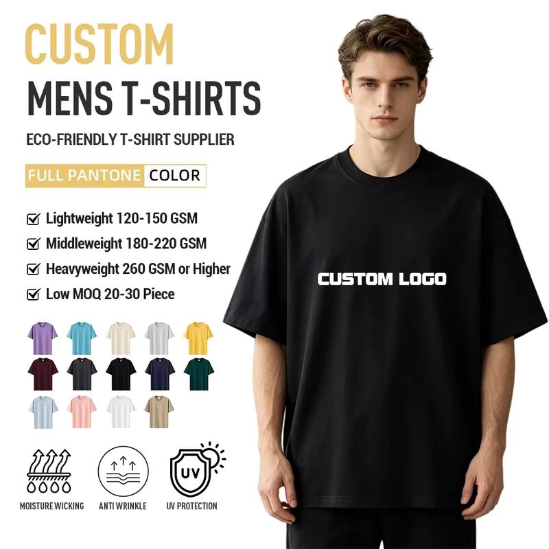 CHINEE-100-Cotton-260-Grams-Loose-Crew-Neck-Basic-Short-Sleeve-Mens-T-Shirt-Custom-Logo-T-Shirt-for-Men