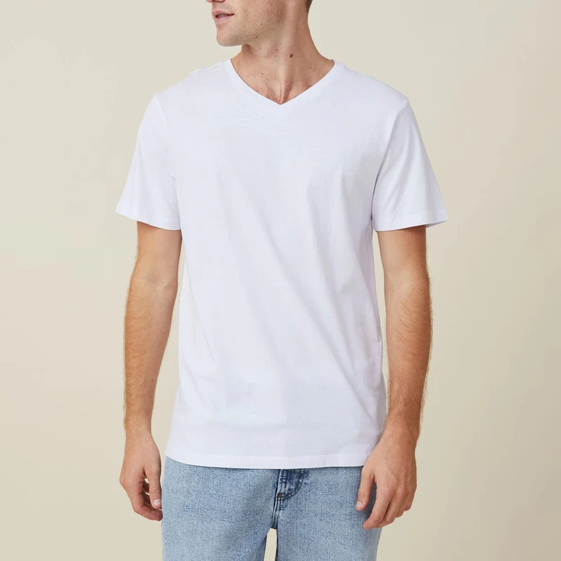 CHINEE-100-Cotton-Casual-V-Neck-T-Shirts-Regular-Sleeve-Men-High-Street-Eco-Friendly-Quick-Dry-Breathable-Solid-Color-Front