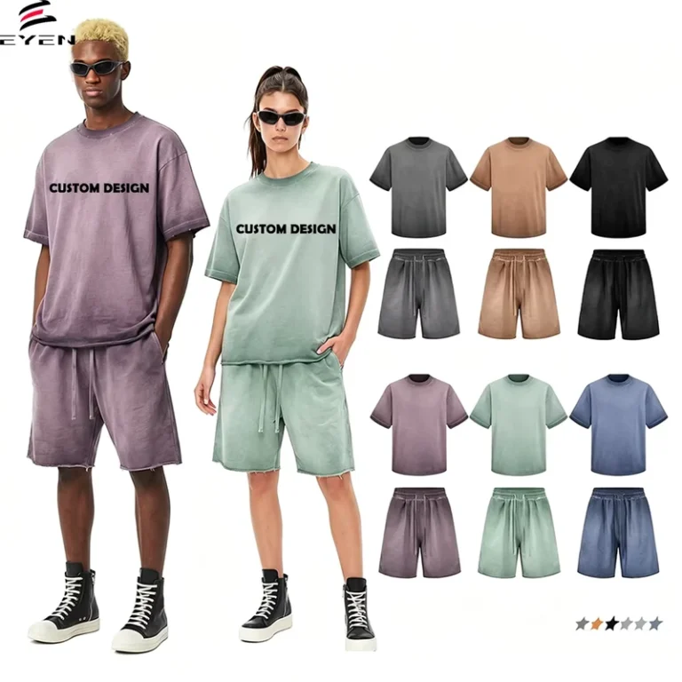 CHINEE-100-Cotton-Custom-Print-Summer-Washed-Jogging-Suit-for-Men-Loose-T-Shirts-Short-Set-2-Pieces-Mens-Short-Set-Jogging-Sweat-Suits