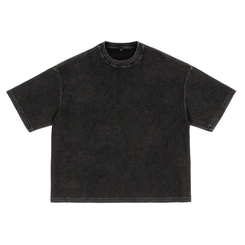 CHINEE-100-Cotton-Jersey-Boxy-Fit-O-Neck-Short-Sleeve-Vintage-Acid-Wash-Front-Mens-T-Shirts-260gsm-Heavyweight-Breathable-Moisture