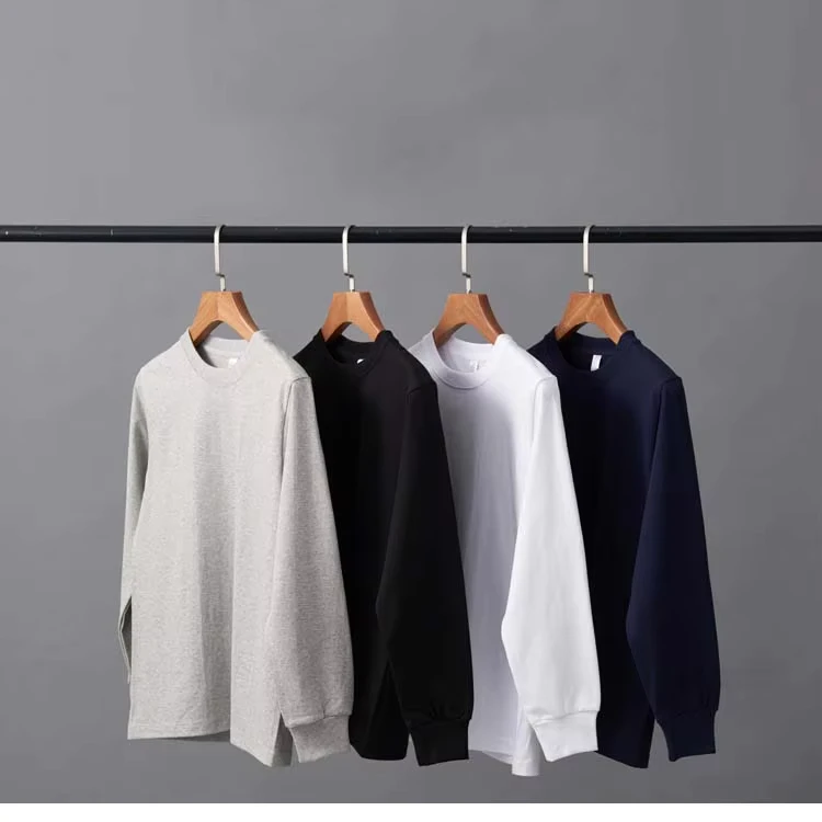 CHINEE-100-Cotton-Knitted-300-GSM-O-Neck-Unisex-Long-Sleeve-Breathable-Heat-Transfer-Printed-T-Shirt-Casual-Custom-Logo-Solid-Colors