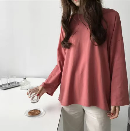 CHINEE-100-Cotton-Oversized-Womens-Blank-Long-sleeve-Custom-T-shirt-Printing
