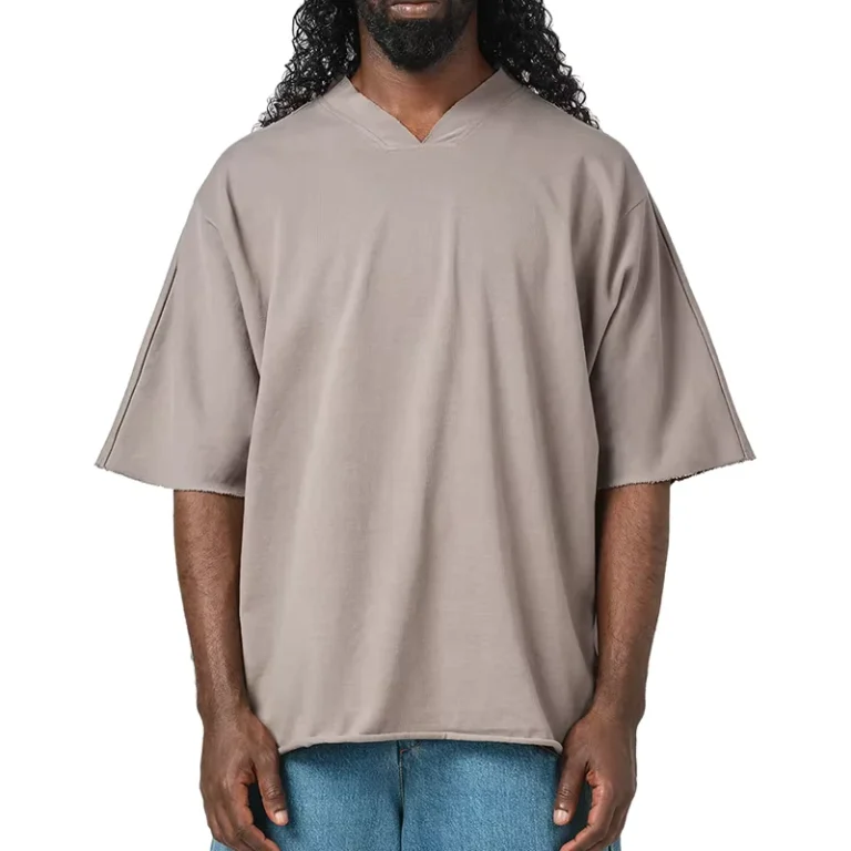 CHINEE-100-Cotton-V-neck-Plus-Size-T-shirt-Solid-Color-Anti-Wrinkle-Loose-Fit-Custom-Length-T-shirts-Pour-Hommes
