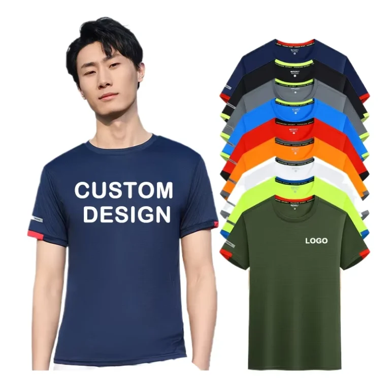 CHINEE-100-Polyester-Knitted-Crew-Neck-T-Shirts-180g-Solid-Quick-Drying-Screen-Print-Custom-Logo-Design-for-Men