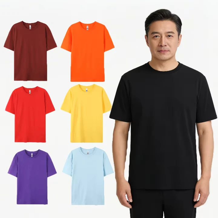 CHINEE-180GSM-Plain-Cotton-Tshirt-Unisex-Crew-Neck-T-Shirt-for-Custom-Logo-Service