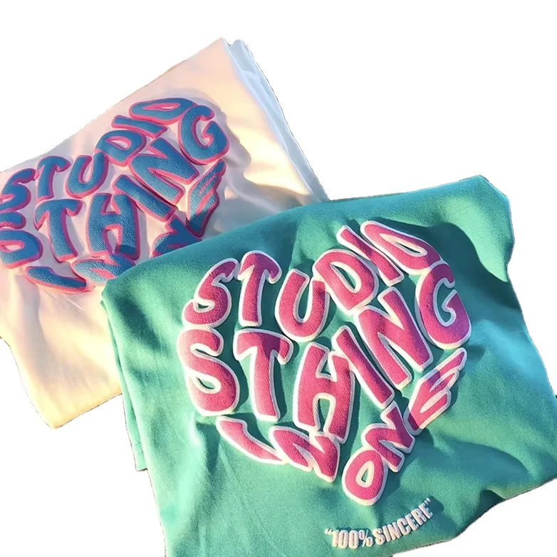 CHINEE-180g-Cotton-High-Quality-100-Cotton-Custom-Logo-Oversized-Tshirt-3D-Puff-Print-T-Shirt-Puff-Print-t-Shirt