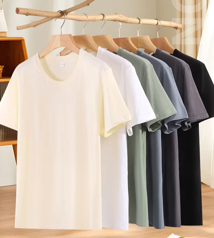CHINEE-180g-Unisex-Loose-Fit-Straight-Shoulder-Polyester-Combed-Cotton-Blended-Crew-Short-Sleeve-T-Shirt