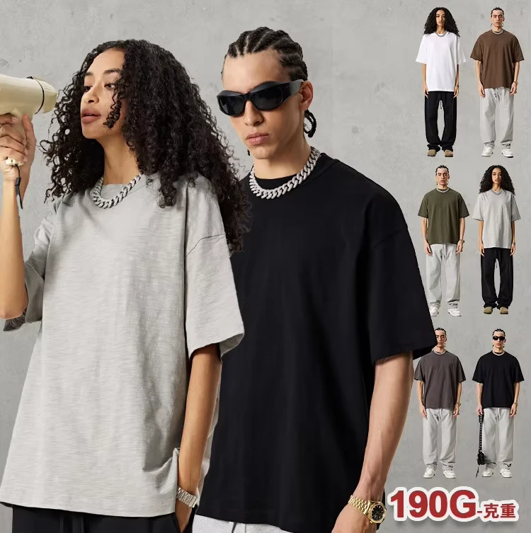CHINEE-190G-Mid-weight-Material-Oversized-Short-sleeve-Crew-Neck-T-shirt-Solid-color-Customizable-logo-Print-Daily-Casual-Tshirt