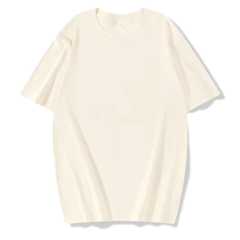 CHINEE-200g-Pure-Cotton-Crew-Neck-Short-Sleeve-T-Shirt-for-Men-Relaxed-Fit-Casual-Solid-Color-Oversized-Style-Mens-Summer-Top