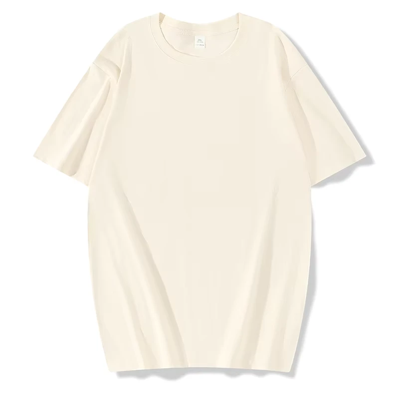 CHINEE-200g-Pure-Cotton-Crew-Neck-Short-Sleeve-T-Shirt-for-Men-Relaxed-Fit-Casual-Solid-Color-Oversized-Style-Mens-Summer-Top