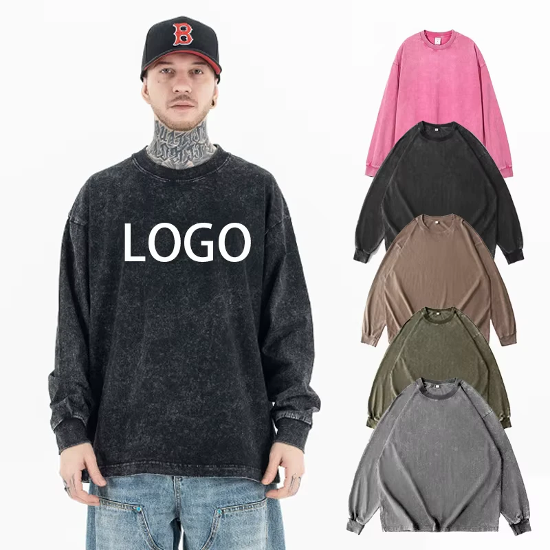 CHINEE-230GSM-Vintage-Acid-Washed-Long-Sleeve-T-Shirt-for-Men-Custom-logo-Graphic-Mens-T-Shirt-Oversized-Casual-Heavy-Cotton-T-Shirt