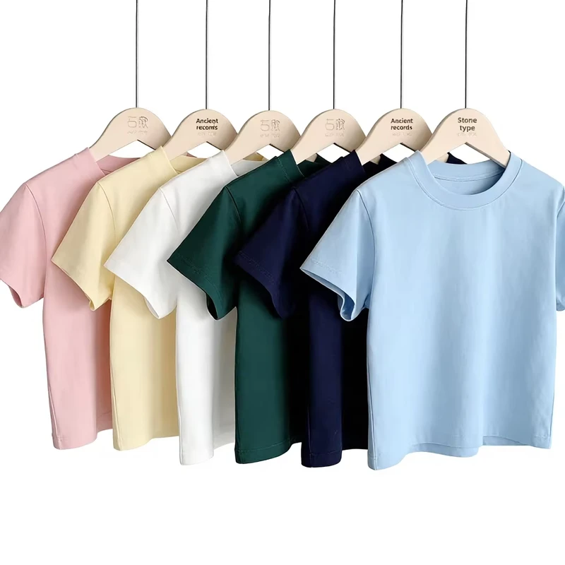 CHINEE-230g-Pure-Cotton-Korean-Breathable-Solid-Color-Short-Sleeve-Crew-Neck-T-Shirt-Summer-Unisex