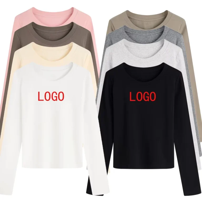 CHINEE-230gsm-Cotton-Solid-Round-Neck-Undershirt-Compression-Shirt-Custom-Printing-logo-Silm-Fit-Womens-T-shirts-Long-Sleeve