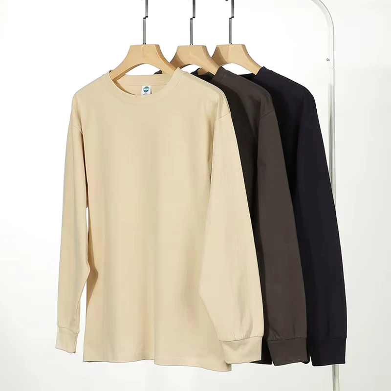 CHINEE-240g-Heavy-duty-Pure-Cotton-Long-Sleeved-T-shirt-with-Custom-logo-Mens-Round-Neck-Sportswear-Long-Sleeved-T-shirt