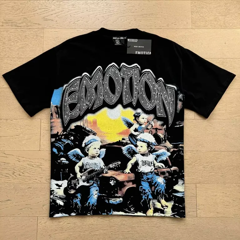 CHINEE-250G-Heavyweight-Cotton-Tshirt-Loose-Trendy-T-Shirt-Hot-Brick-Graffiti-Printed-Rhinestones-Mens-T-shirt