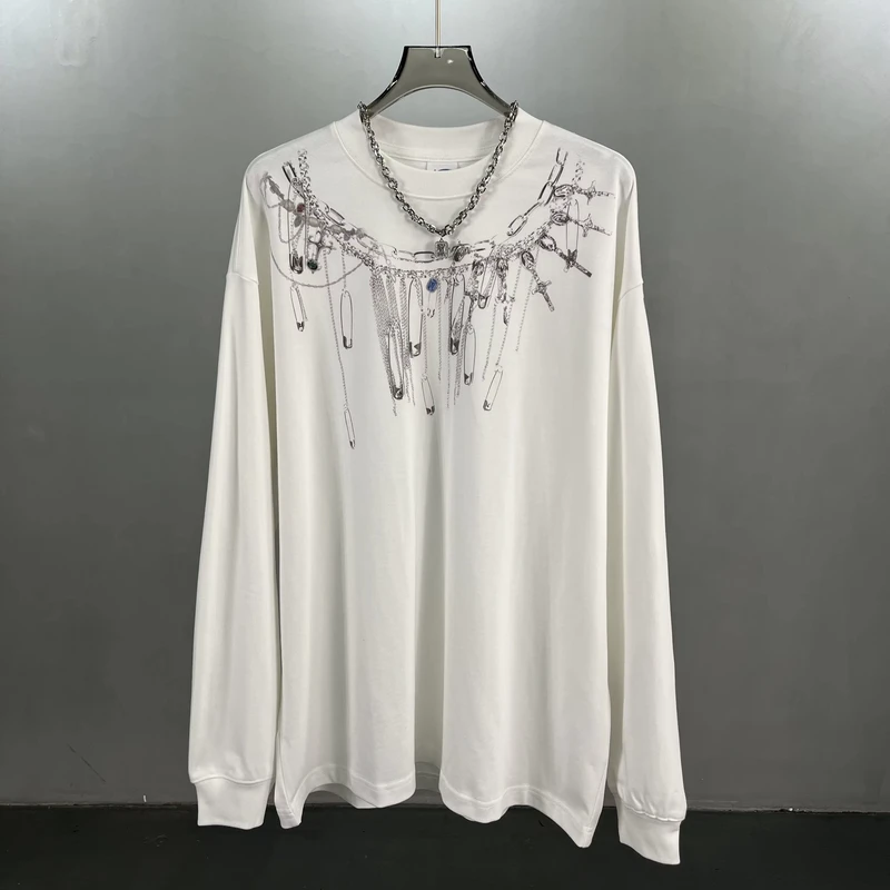 CHINEE-305g-Street-Trendy-Chain-Printed-Long-Sleeve-T-Shirt-100-Cotton-Loose-Long-Sleeve-T-Shirt-Customized