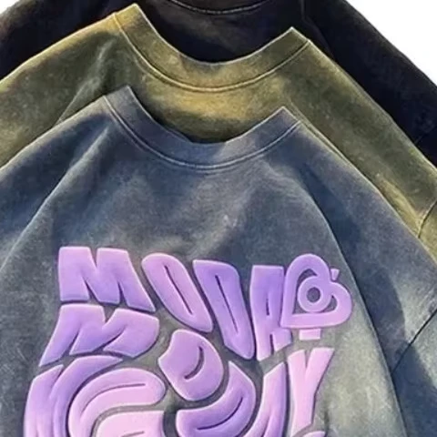 CHINEE-3D-Puff-Printing-100-Cotton-Knitted-Oversized-Acid-Washed-Unisex-T-Shirt