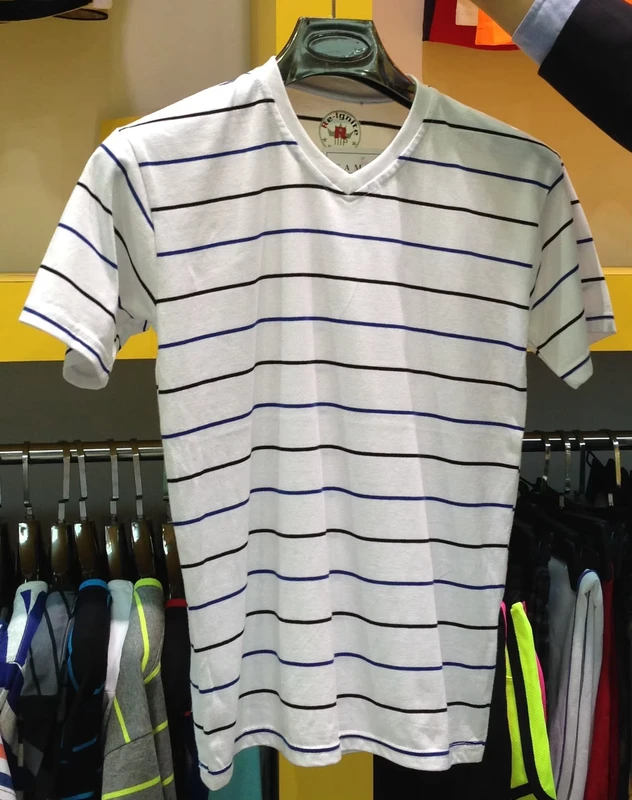 CHINEE-All-cotton-Single-Jersey-T-shirt-Striped-V-neck-Comfortable-T-shirt-Mens-T-shirt