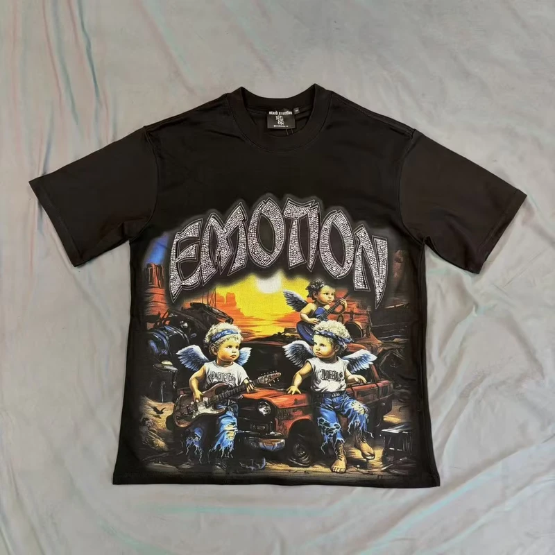 CHINEE-American-High-Quality-Hot-Diamond-Mens-T-shirts-Hip-Hop-Angel-Graphic-DTG-Print-Designer-Clothes-Mixed-Emotion-T-Shirt-for-Men