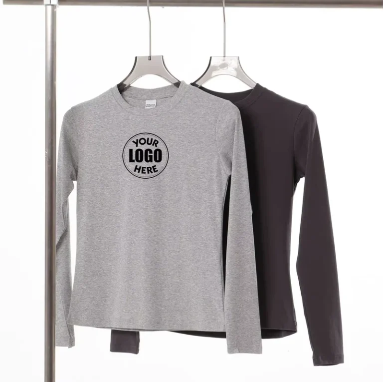 CHINEE-Autumn-92-Cotton-8-Spandex-Women-Top-230GSM-Custom-Logo-Long-Sleeve-Tshirt-Slim-Fit-T-shirt-for-Girls