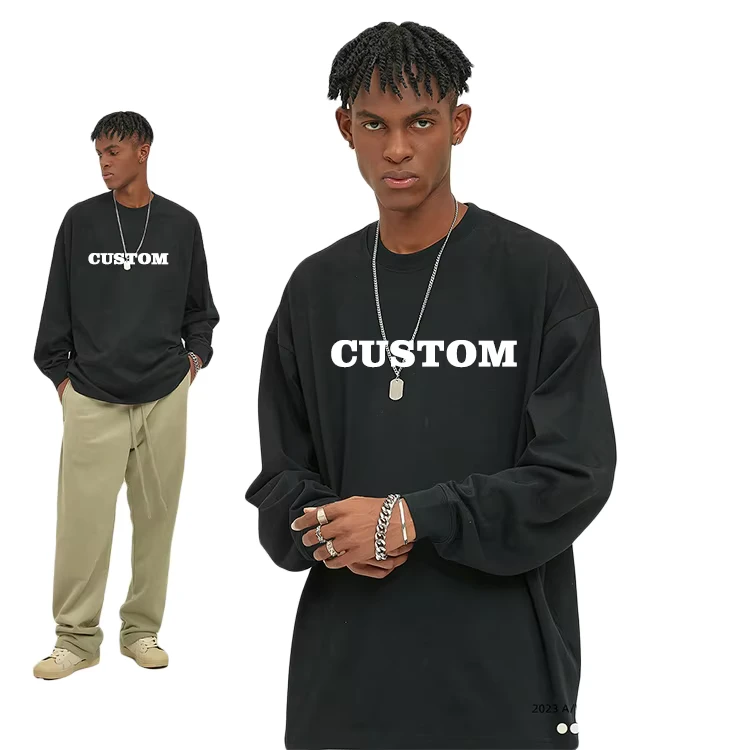 CHINEE-Autumn-Heavy-Weight-Shirt-305G-Men-Loose-Long-Sleeve-T-Shirt-100-Cotton-Blouse-Unisex-Custom-Blank-Oversized-T-Shirt