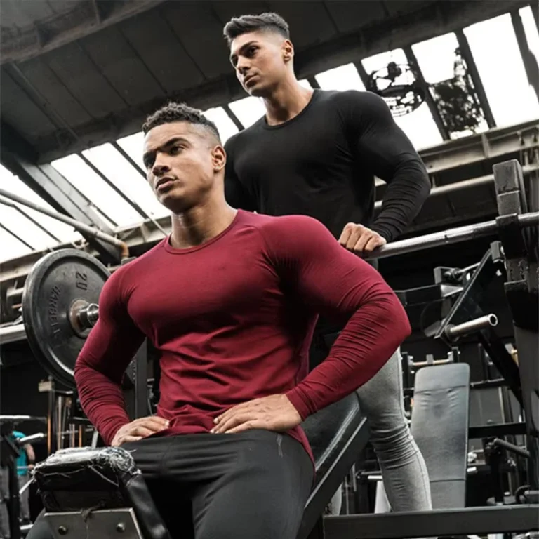 CHINEE-Autumn-Winter-Slim-Fit-Casual-Sports-T-Shirt-Youth-Training-Top-Long-Sleeves-Printed-Neck-Hem-Pullover-Solid-Color-Knitted-Base