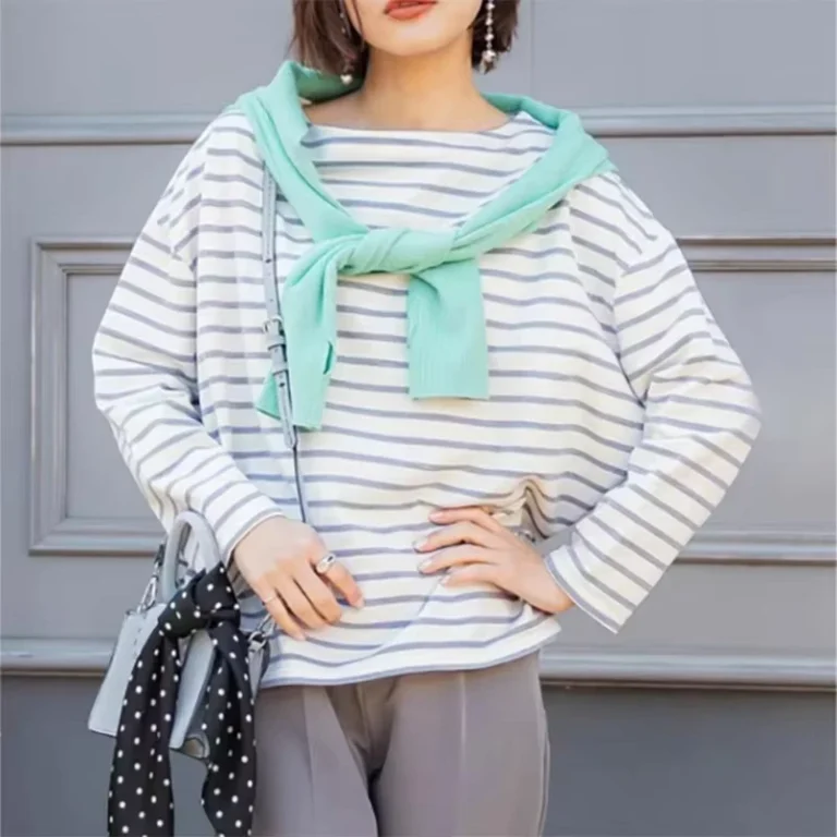CHINEE-Autumn-Women-Striped-T-Shirt-Casual-Cotton-Basic-Round-Neck-Long-Sleeve-Top-for-Ladies-Streetwear