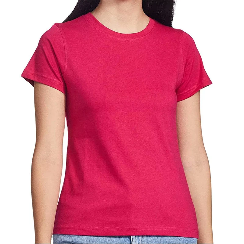 CHINEE-Best-Quality-Fashionable-Casual-Wear-Womens-Short-Sleeve-T-Shirt-Canvas-Fabric-Polyester-Cotton-Digital-Printing-Customizable