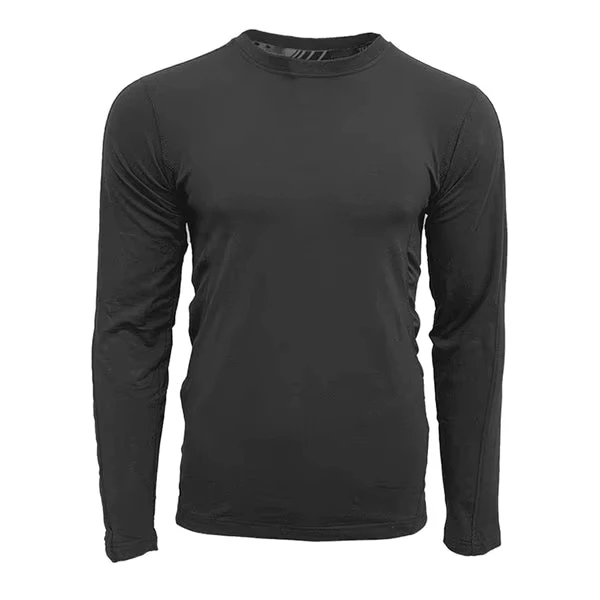 CHINEE-Black-Long-Sleeve-Crew-Neck-T-Shirt-Cotton-Material-Solid-Color-Basic-Wear