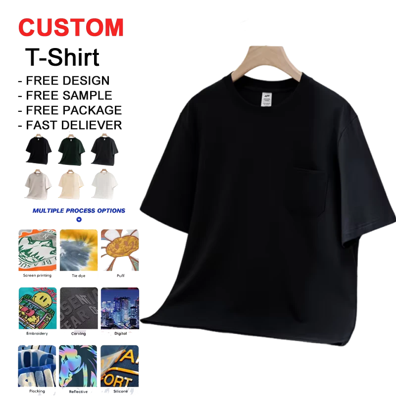 CHINEE-Blank-100-Cotton-Knitted-Casual-Solid-Street-Wear-T-Shirt-Regular-Fit-Custom-High-Quality-3D-Digital-Puff-Printed-Heavy-Duty