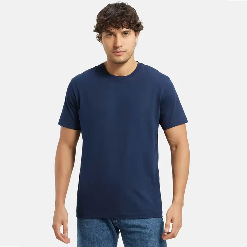 CHINEE-Blue-Navy-Slim-Fit-Essential-Crew-Neck-Cotton-T-Shirt-Solid-Round-Neck-Short-Sleeve-T-Shirts