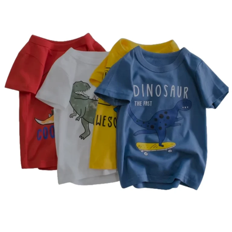 CHINEE-Boys-Jersey-T-shirt-100-Cotton-Medium-Weight-Quick-Dry-O-Neck-Short-Sleeve-Customizable-Cartoon-Logo-Puff-Printed