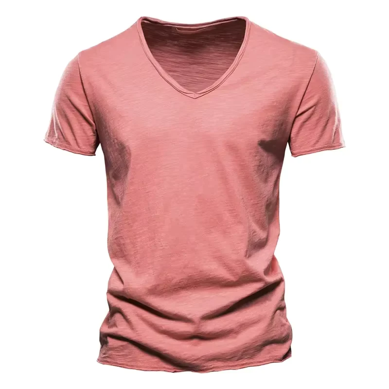 CHINEE-Brand-Quality-100-Cotton-O-Neck-Formal-T-Shirt-for-Men-Loose-Fit-Top-with-Short-Sleeve-Solid-Pattern-Knitted-Anti-Pilling