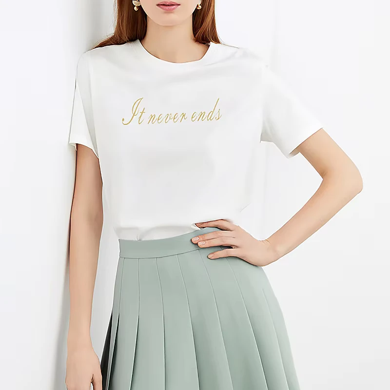 CHINEE-Brand-Quality-With-Logo-Customize-Women-t-Shirt-logo-Printing-5-Spandex-95-Cotton-White-T-Shirt