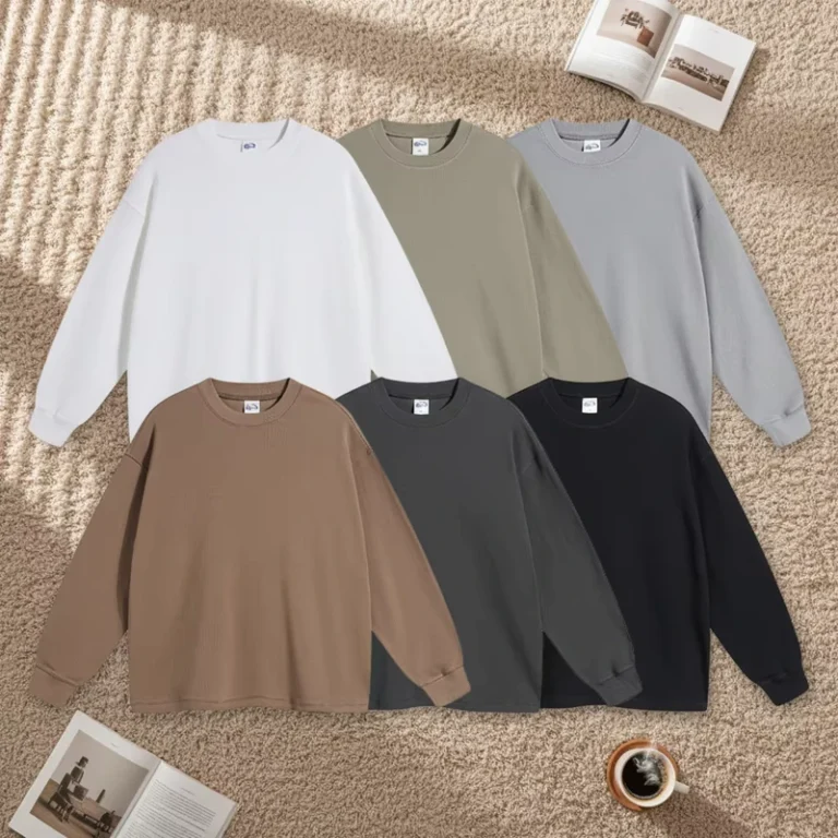 CHINEE-Breathable-330Gsm-Cotton-MenS-Long-Sleeve-Thermal-Waffle-Neck-Blank-Long-Sleeved-T-Shirt-Sweatshirts