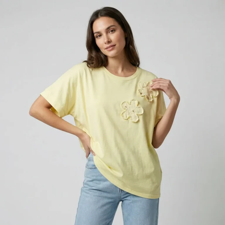 CHINEE-Breathable-Casual-Short-Sleeve-T-Shirt-with-Embroidered-Sequins-and-Solid-Pattern-100-Cotton