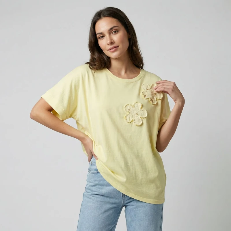 CHINEE-Breathable-Casual-Short-Sleeve-T-Shirt-with-Embroidered-Sequins-and-Solid-Pattern-100-Cotton