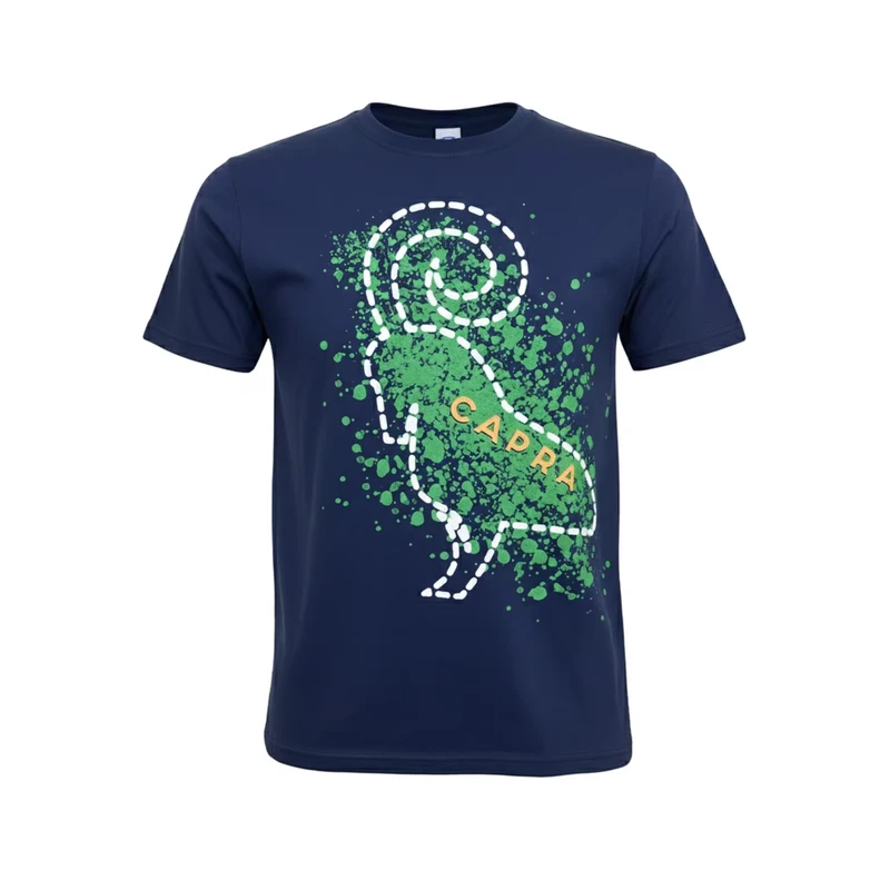 CHINEE-Breathable-Short-sleeved-Crew-Neck-T-shirt-with-Animal-Print-Design-Navy-Color-Made-From-TC-34S-J-150-160gsm-Fabric