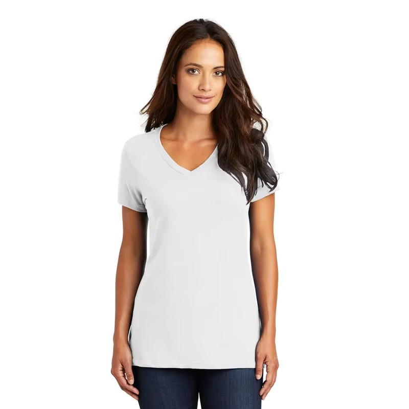 CHINEE-Breathable-Womens-V-Neck-Casual-Summer-T-Shirt-100-Cotton-Solid-Short-Sleeve