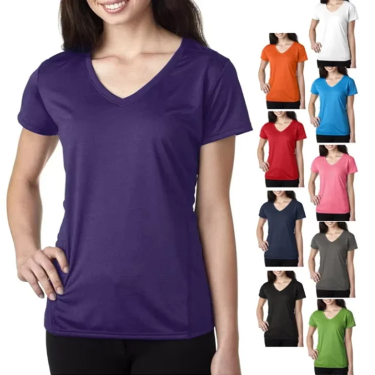 CHINEE-Bulk-High-Quality-Short-Sleeve-100-Cotton-V-neck-Women-Blank-T-shirt-With-Private-Label