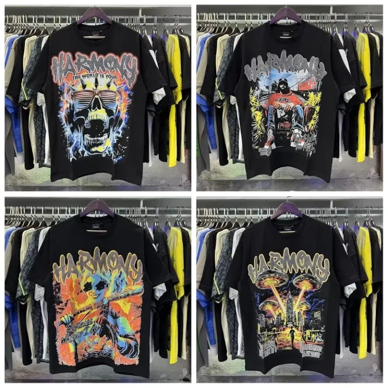 CHINEE-Casual-Crew-Neck-T-Shirt-with-Distressed-Washed-Effect-Multi-Graphics