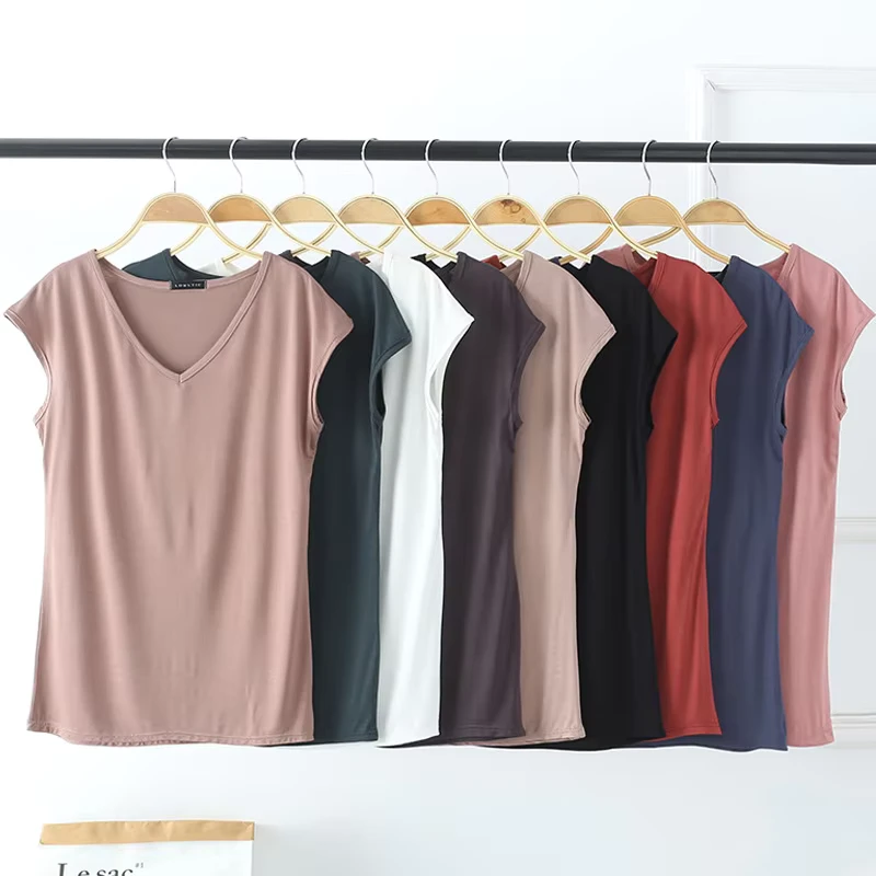 CHINEE-Casual-Fashion-Sleeveless-Custom-Cotton-Breathable-Modal-Tee-Shirts-Women-Elasticity-T-Shirts
