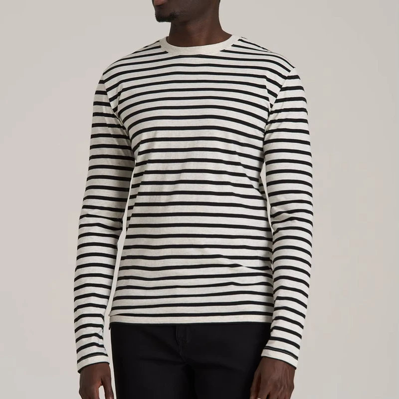 CHINEE-Casual-Vintage-Men-Long-Sleeve-T-Shirt-100-Cotton-Simple-Neck-High-Texture-Loose-Fit-Patchwork-Striped-t-Shirts-Long-Sleeve
