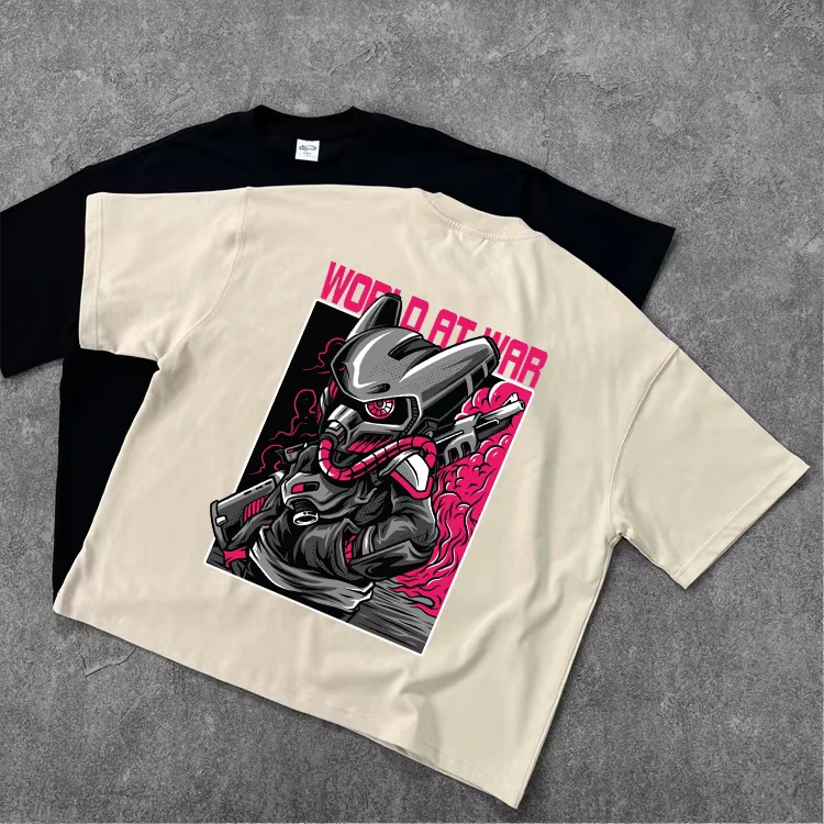 CHINEE-Clothing-100-Cotton-275g-Heavyweight-Boxy-Fit-Mens-Loose-Short-Sleeve-T-Shirt-Unisex-T-Shirt