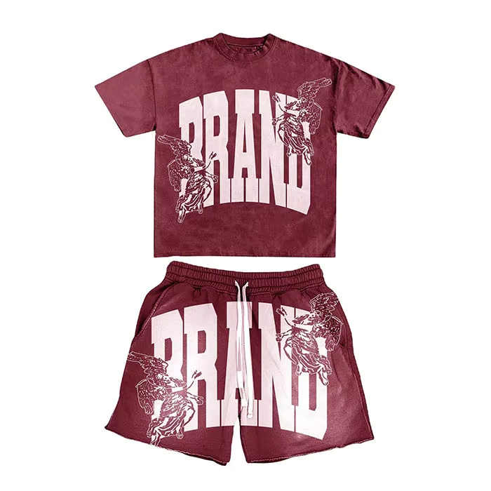 CHINEE-Clothing-Manufacturer-Custom-Screen-Printed-Sun-Faded-Acid-Wash-T-Shirt-And-Sweat-Shorts-Set-For-Men-Summer-2-Pieces-Short-Set