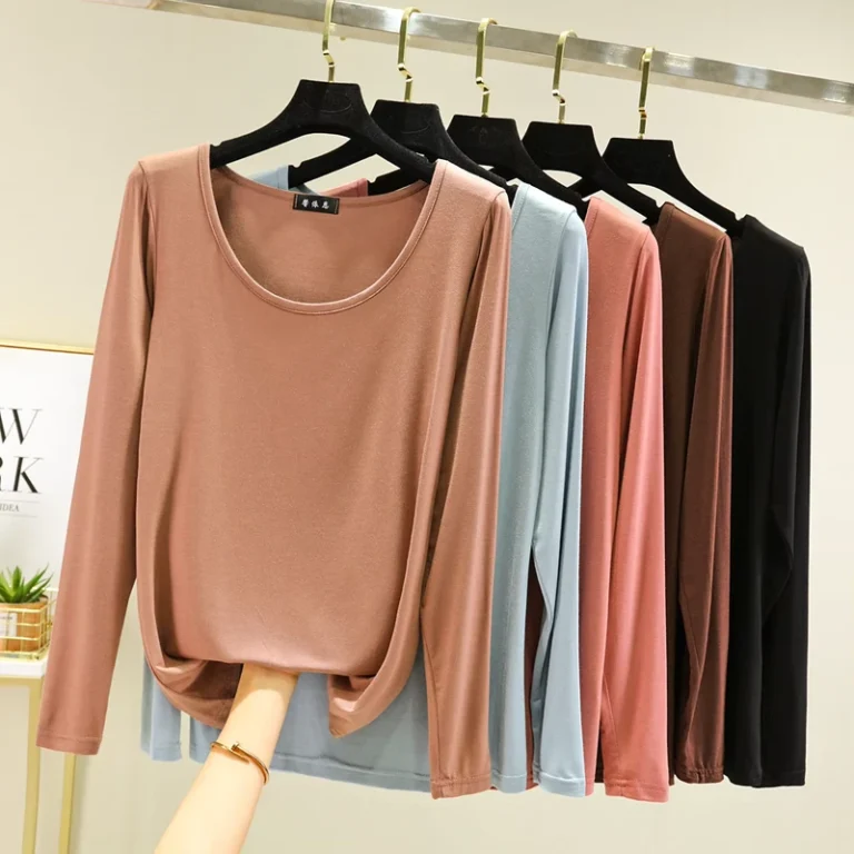 CHINEE-Comfortable-Women-Long-Sleeve-T-Shirt-Solid-Color-O-Neck-Loose-Fit-Big-Size-Stretchy-Autumn-Wear