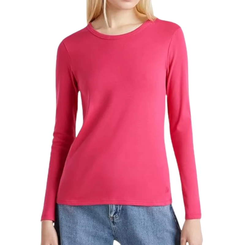 CHINEE-Crew-Neck-Long-Sleeve-Casual-Womens-T-Shirt-100-Cotton-Plain-Dyed-Knitted-Solid-Batwing
